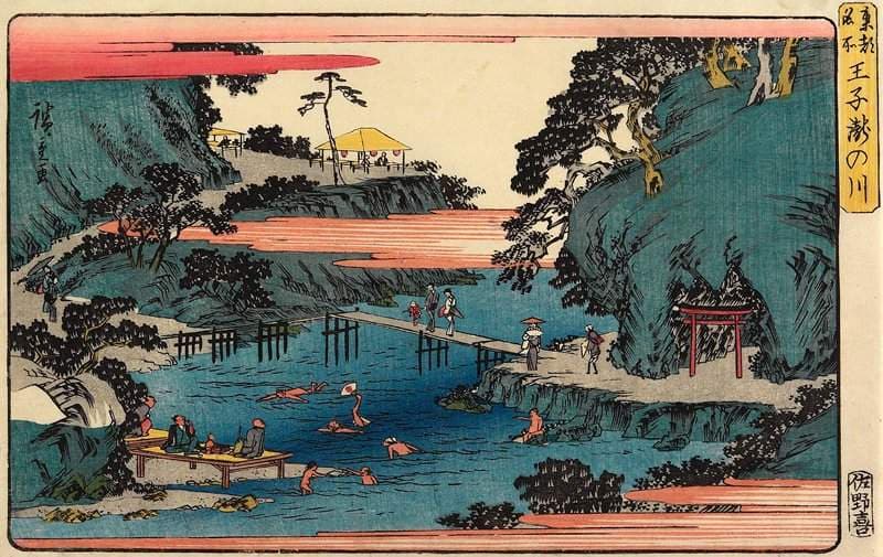 Waterfall River at Ōji — Andō Hiroshige
