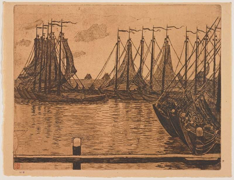 Les bateaux à Volendam (Boats at Volendam) — Théo van Rysselberghe