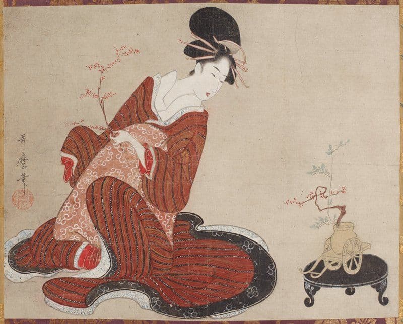 Woman Making a Flower Arrangement — Utamaro