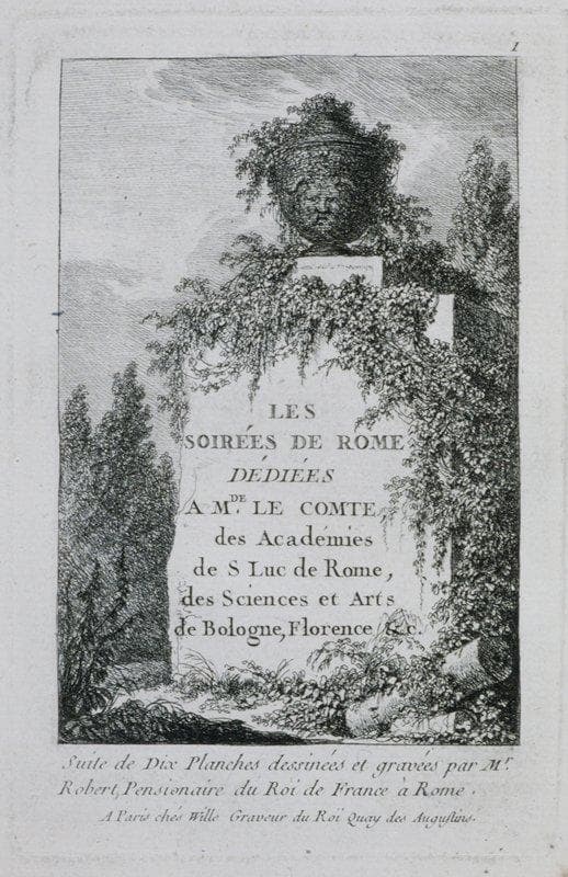 Title Page from Les Soirées de Rome — Hubert Robert