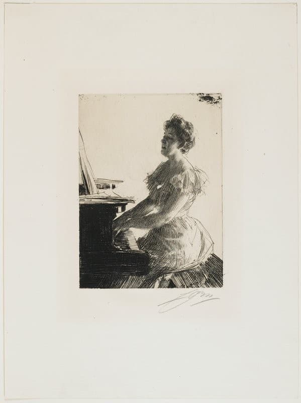 At the Piano (Mrs. Anna Hardin) — Anders Zorn