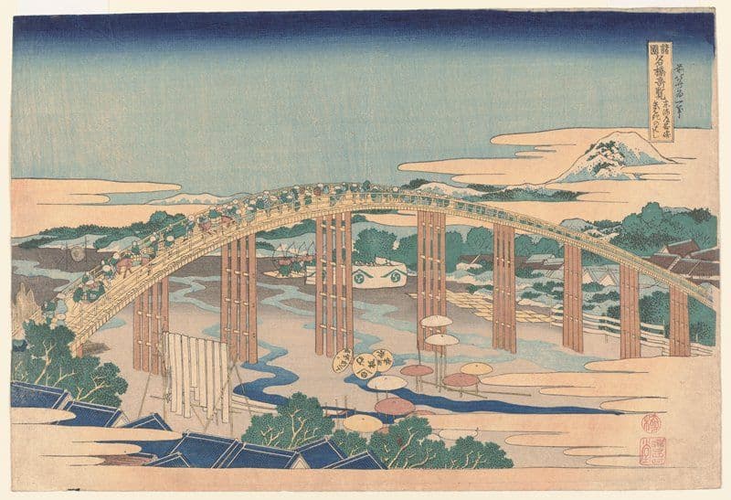 Yahagi Bridge at Okazaki on the Tōkaidō Road — Katsushika Hokusai