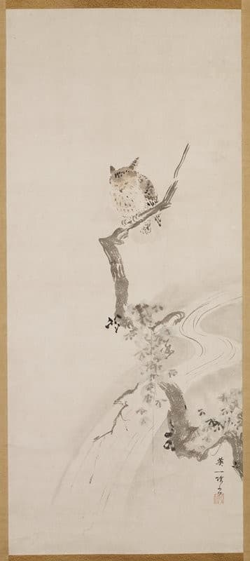 An Owl Perched in a Tree — Hanabusa Itchō