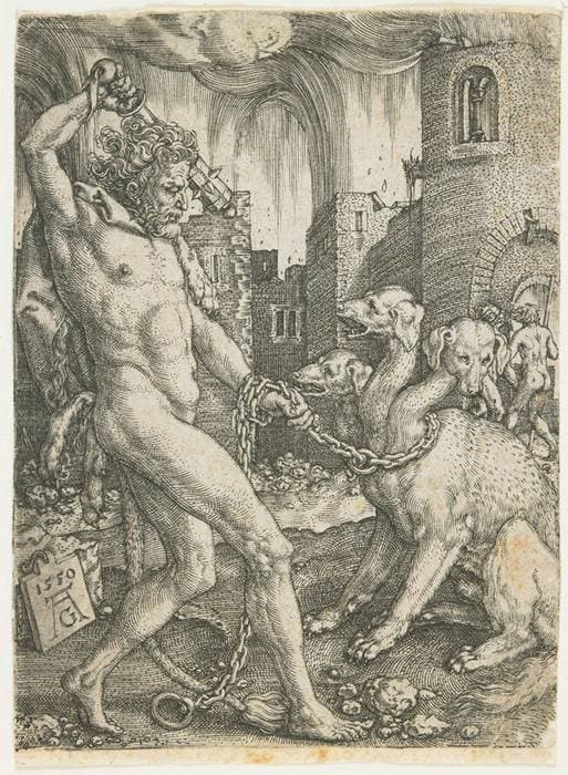 Hercules Chains Cerberus — Heinrich Aldegrever