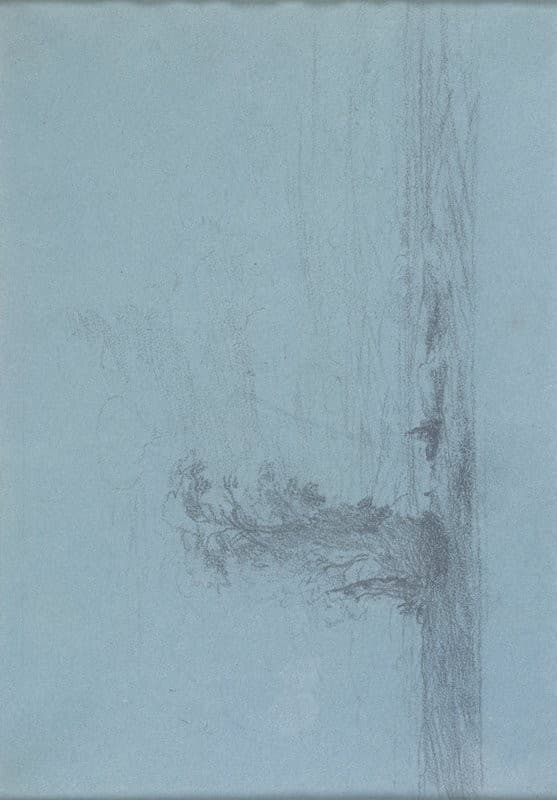 Trees and Figures in a Barren Landscape — Théodore Rousseau