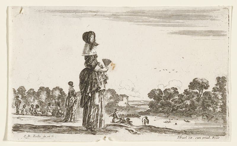 Woman Watching Bathers — Stefano Della Bella