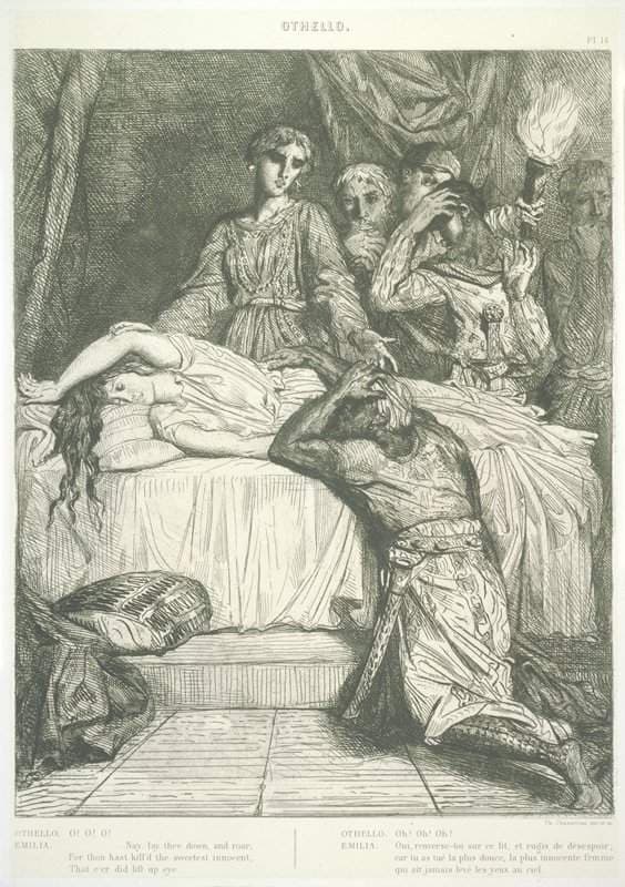 Plate 14 (Act V, Scene II), from Othello: Quinze equisses a l'eau forte — Théodore Chassériau