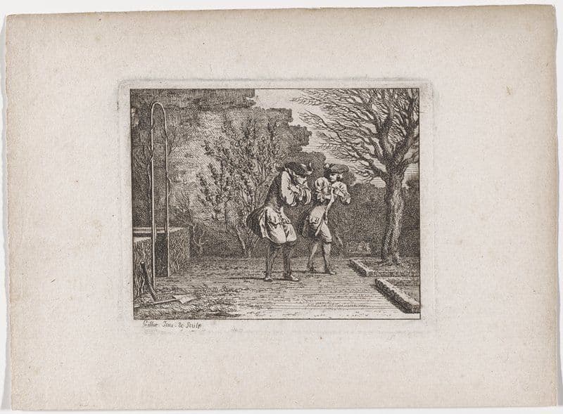 Les Pêcher et le Meurier, pg. 209 from Fables nouvelles — Claude Gillot