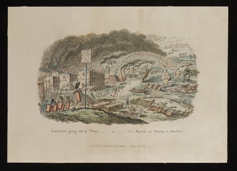 London Going out of Tanen or The March of Bricks and Mortar — George Cruikshank