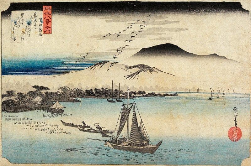 Descending Geese at Katada — Andō Hiroshige