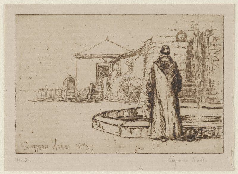 A Monk at a Fountain — Francis Seymour Haden