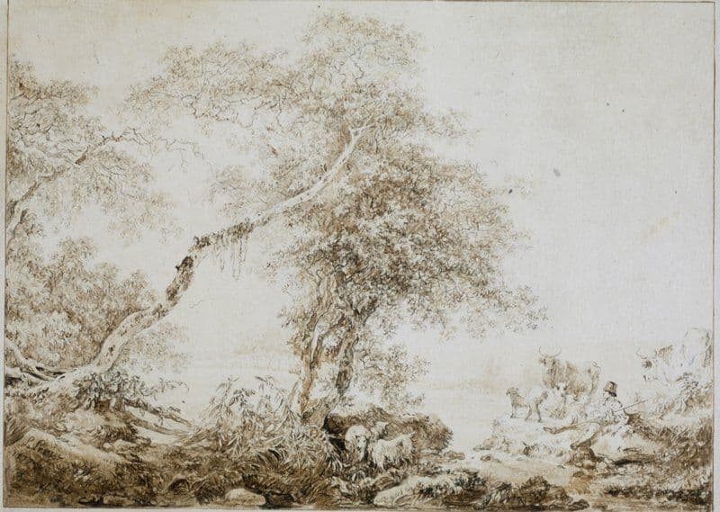Landscape with a Shepherd Resting Beside a Brook — Jean-Baptiste Le Prince