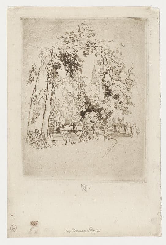 Clock Tower, from St. James' Park — Joseph Pennell