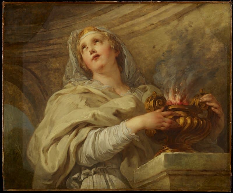 A Vestal Virgin Tending Fire — François Lemoyne