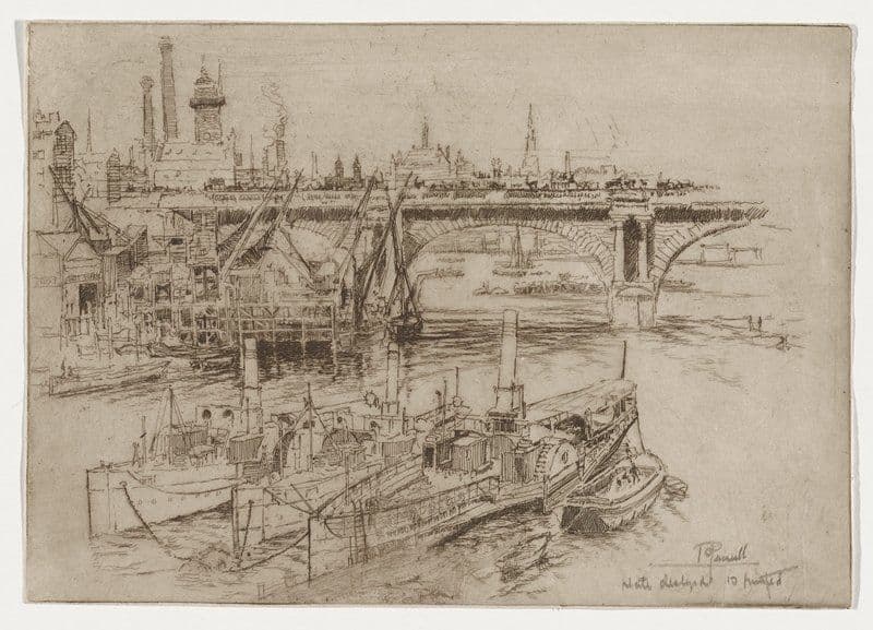 Penny Steamboats at Waterloo Bridge — Joseph Pennell