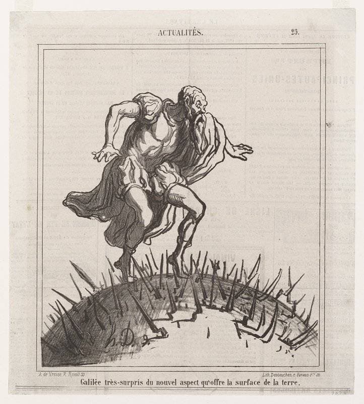 Galilée très-surpris du nouvel aspect qu'offre la surface de la terre (Actualités), from Le Charivari — Honoré Daumier
