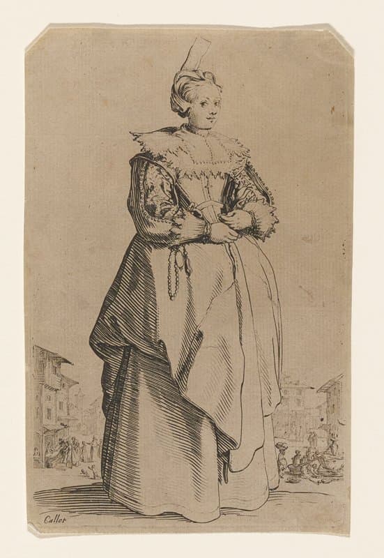 Lady, Hand on Vest, from La Noblesse de Lorraine — Jacques Callot