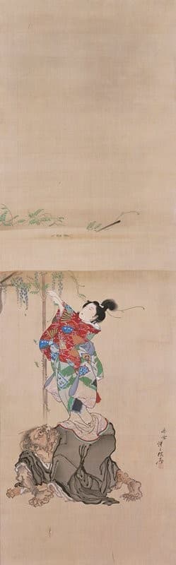 Wisteria Maiden and Demon Priest — Kawanabe Kyōsai