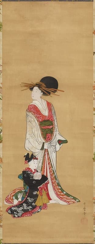 Standing Courtesan and Kamuro — Utamaro