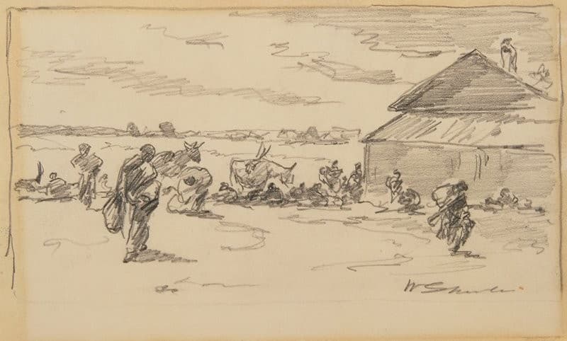 Sketch on Indian Reservation, Montana — Walter Shirlaw