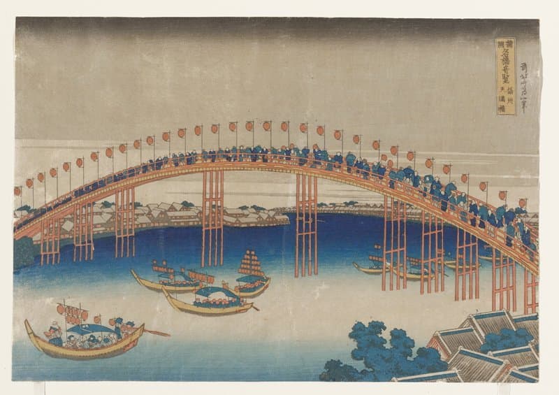 Tenma Bridge in Settsu Province — Katsushika Hokusai