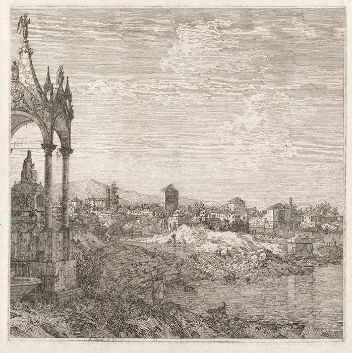 View of a Town with a Bishop's Tomb — Canaletto