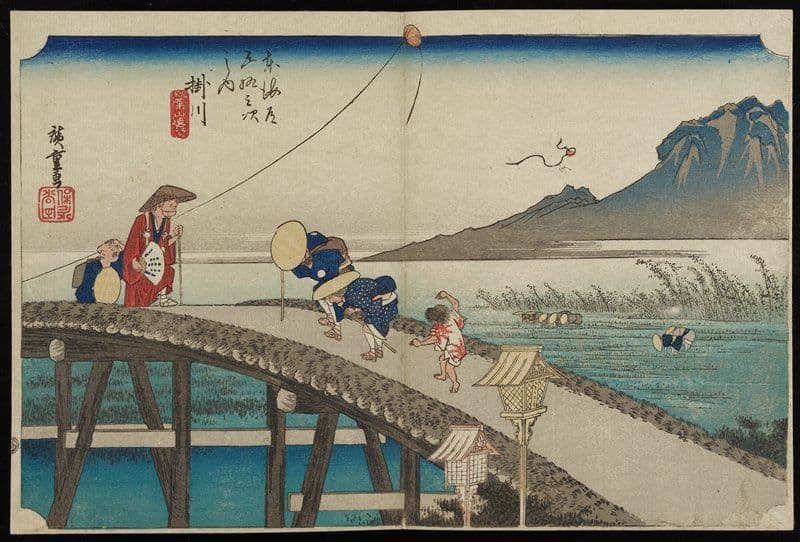 Kakegawa--Distant View of Akiha Mountain — Andō Hiroshige
