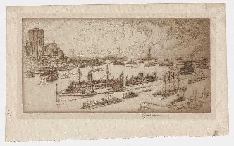 Fall River Boats Going Out — Joseph Pennell