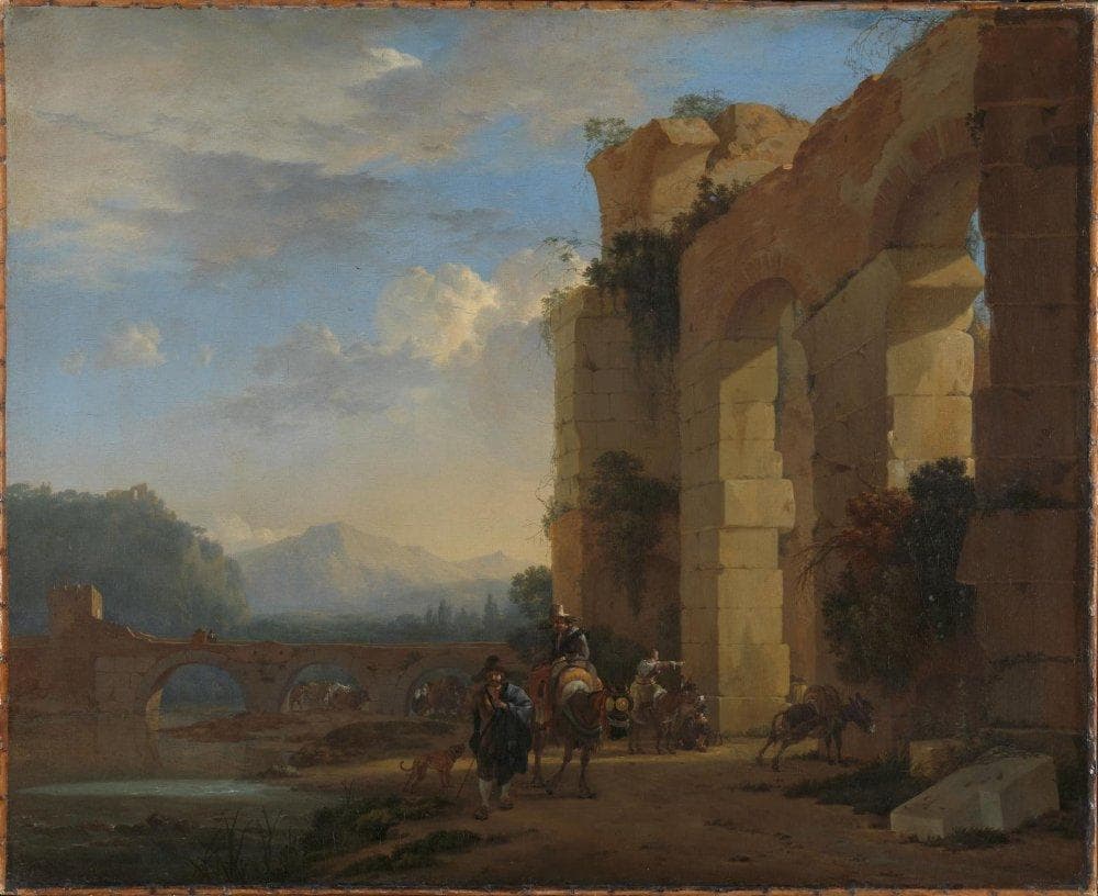 Ezeldrijvers bij een Italiaanse ruïne — Jan Asselijn