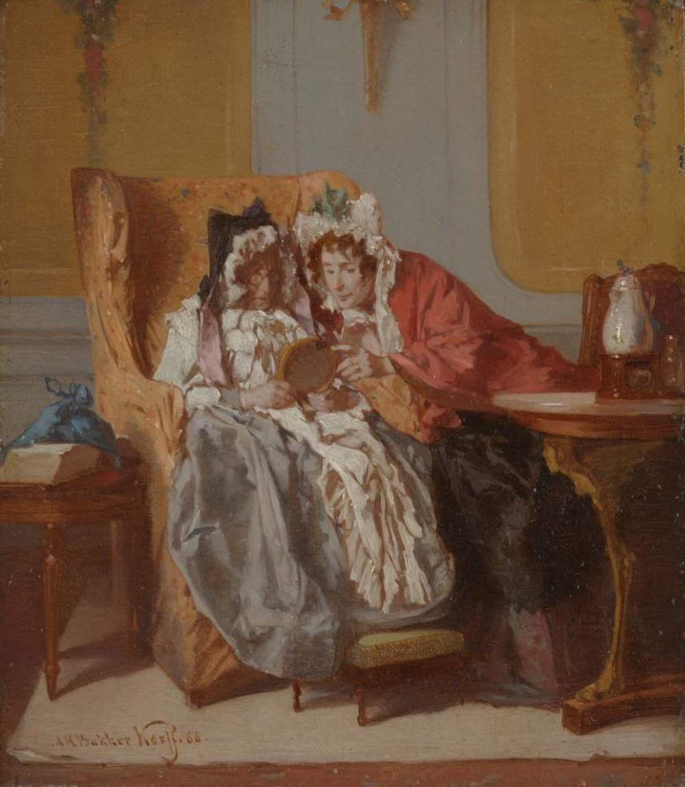 Twee dames bij het bekijken van een schilderijtje — Alexander Hugo Bakker Korff