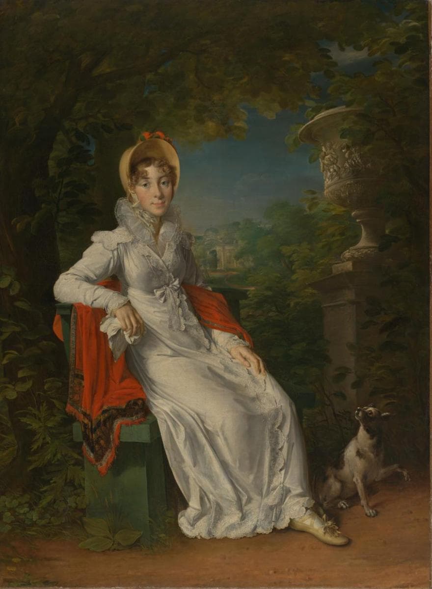 Carolina Ferdinanda Louisa of Sicily (1798-1870). Wife of Charles Ferdinand, Duc de Berry, in the Park of Bagatelle in the Bois de Boulogne (near Paris) — François Gérard