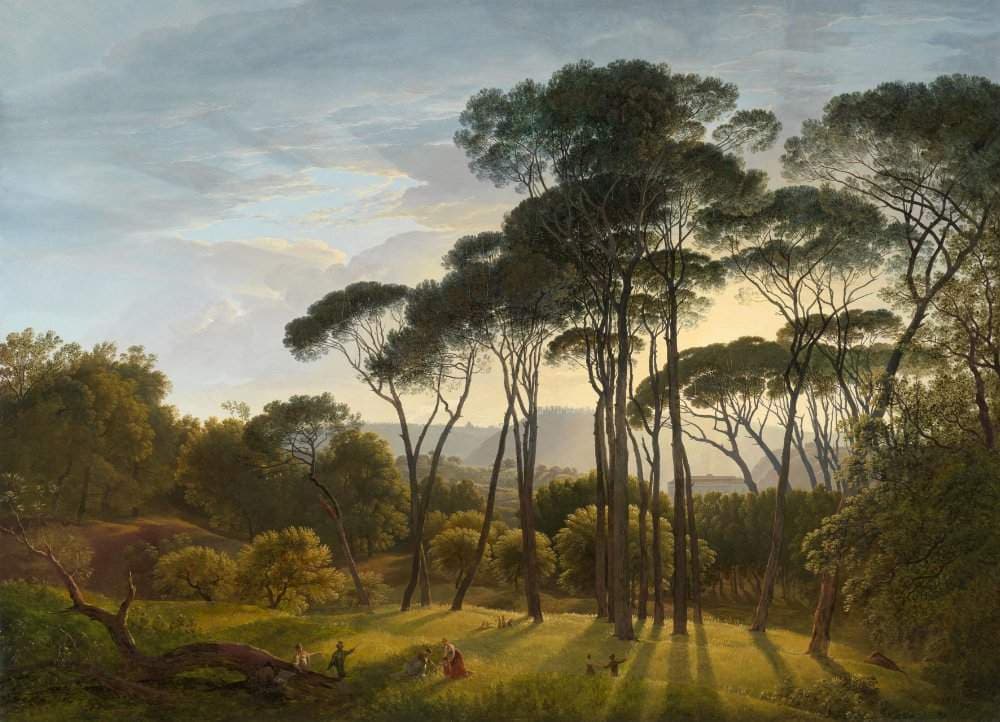 Italiaans landschap met parasoldennen — Hendrik Voogd