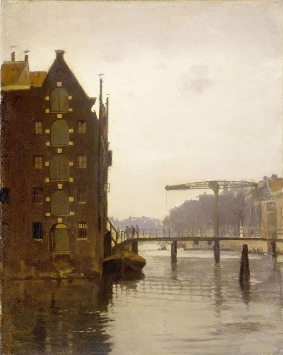 Gezicht vanaf de Rapenburgwal op de Peperbrug en het pakhuis Sweeden — Willem Arnold Witsen