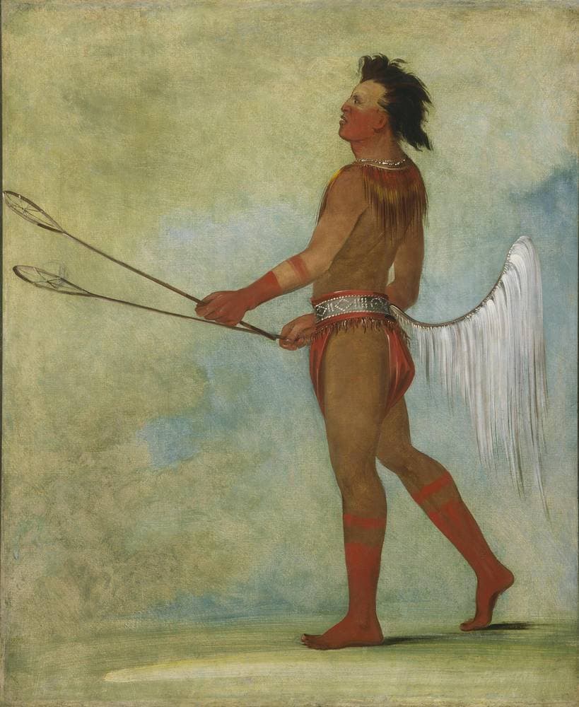 Tul-lock-chísh-ko, Drinks the Juice of the Stone, in Ball-player's Dress — George Catlin