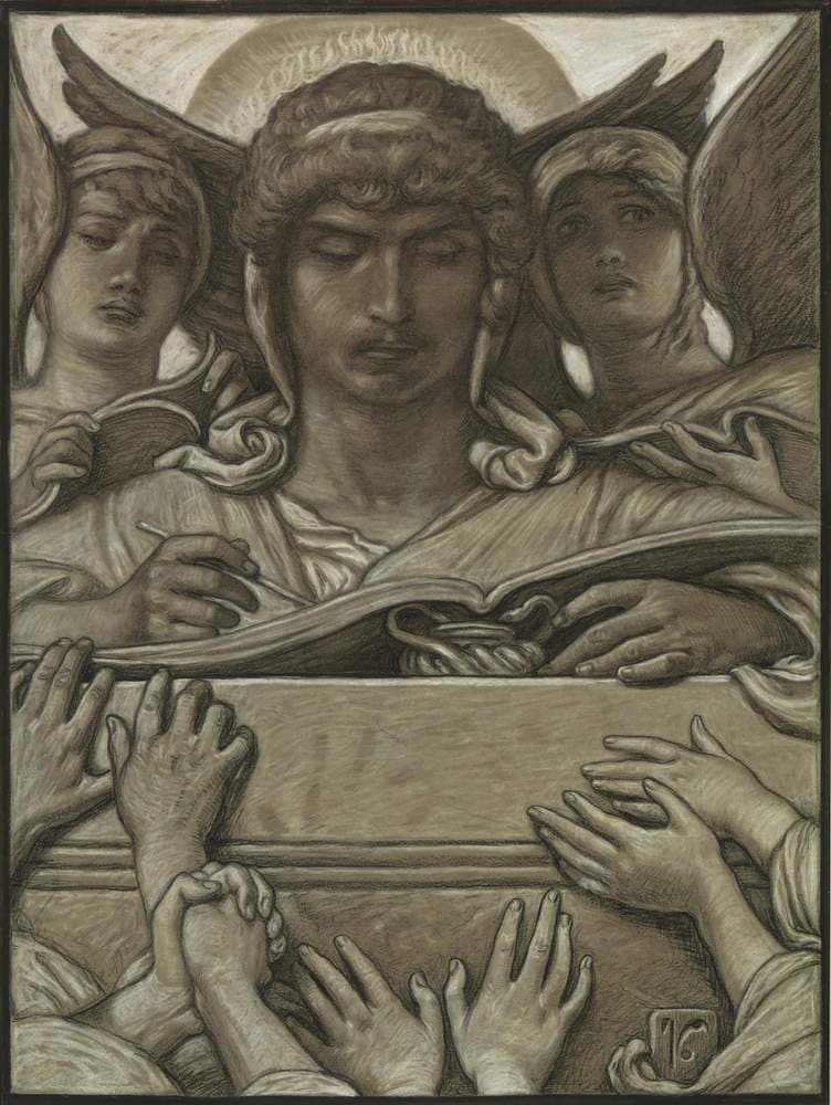 (Illustration for Rubáiyát of Omar Khayyám) The Recording Angel — Elihu Vedder