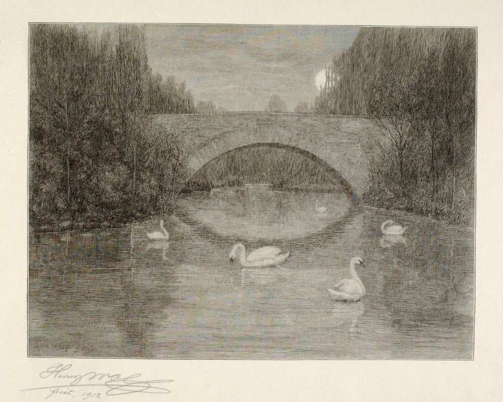 Evening, Swan Lake, Central Park, New York — Henry Wolf