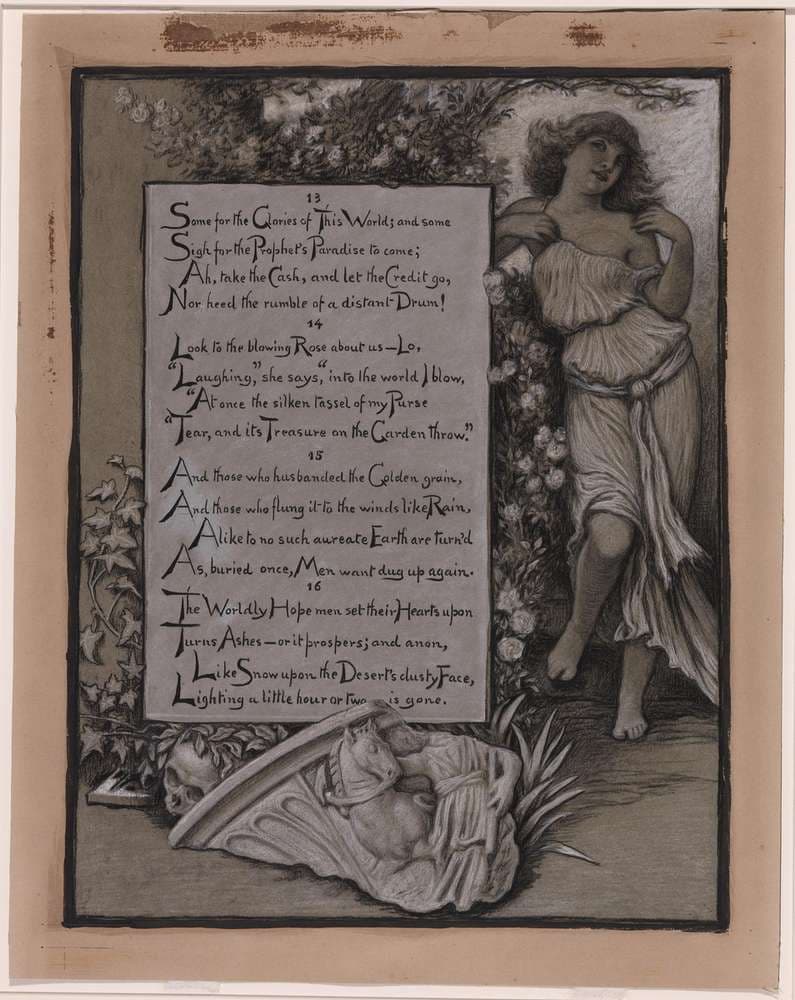 (Illustration for Rubáiyát of Omar Khayyám) The Blowing Rose — Elihu Vedder