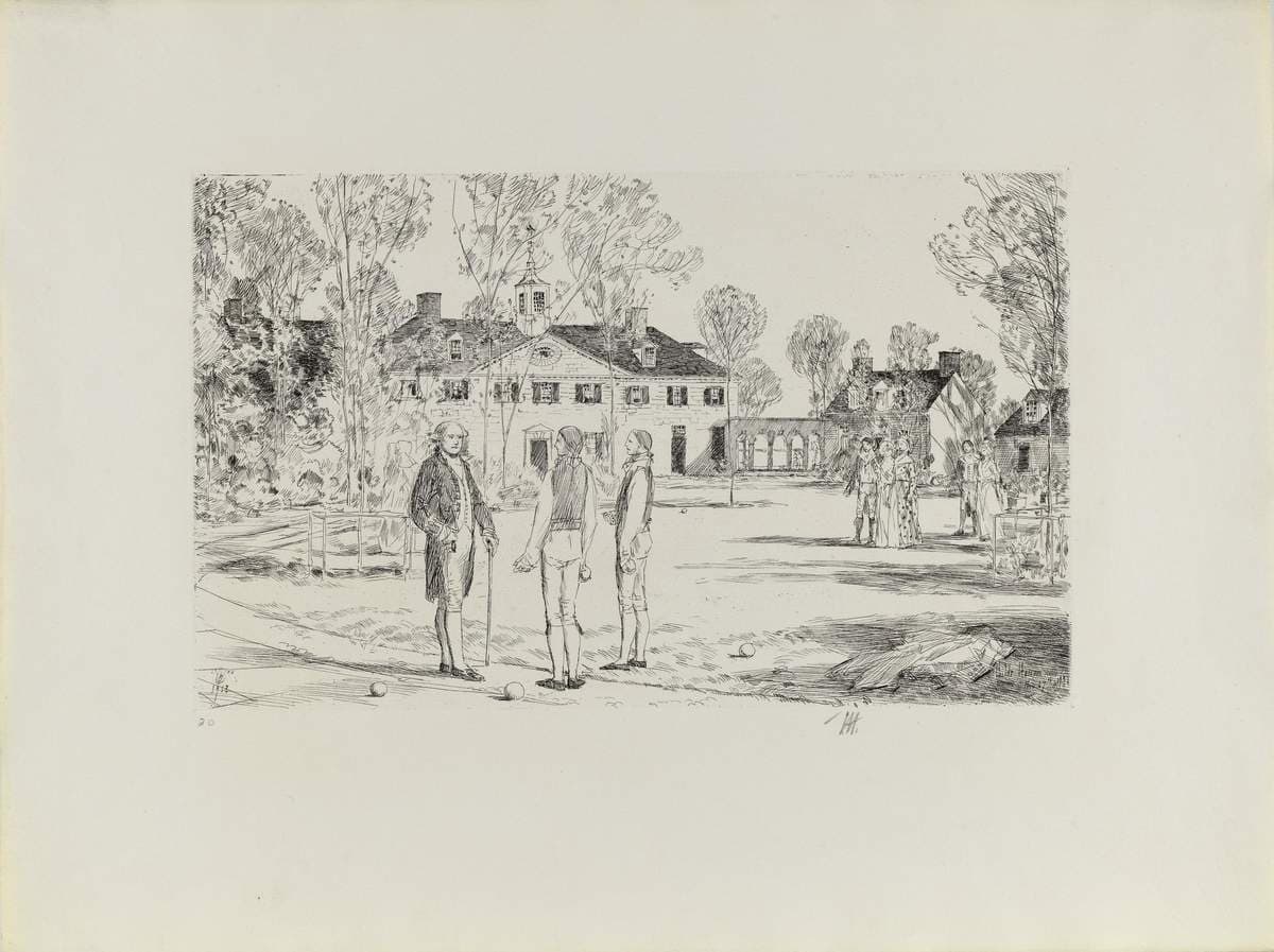 Washington at Mount Vernon (from the portfolio "The Bicentennial Pageant of George Washington") — Childe Hassam