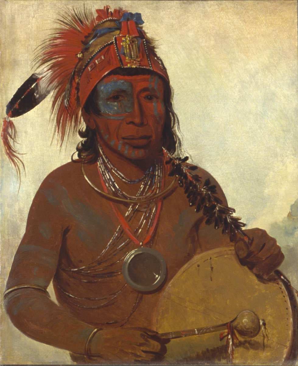 Tóh-to-wah-kón-da-pee, Blue Medicine, a Medicine Man of the Ting-ta-to-ah Band — George Catlin