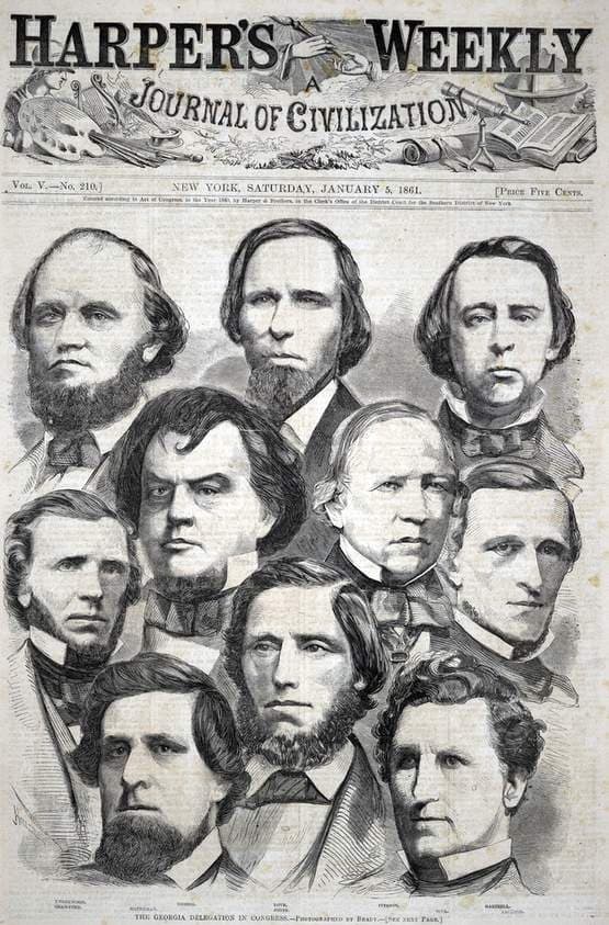 The Georgia Delegation in Congress - Photographed by Brady, from Harper's Weekly, January 5, 1861 — Winslow Homer