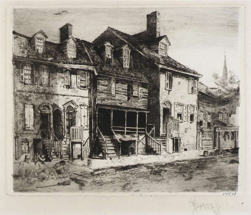 Street Sweepers, Old Houses — Joseph Pennell