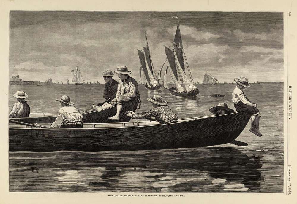 Gloucester Harbor, from Harper's Weekly, September 27, 1873 — Winslow Homer