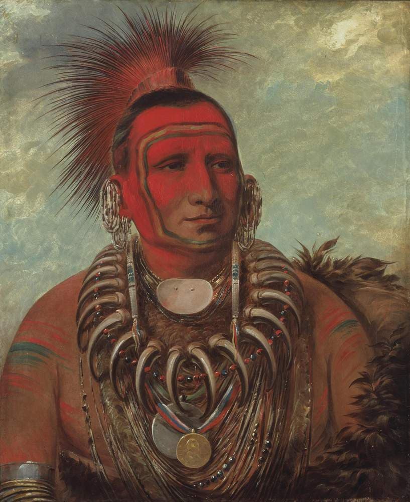 Shon-ta-yi-ga, Little Wolf, a Famous Warrior — George Catlin