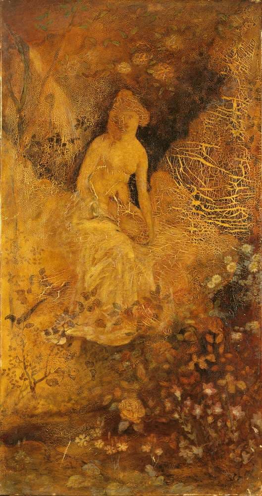 Panel for a Screen: Woman with a Deer — Albert Pinkham Ryder