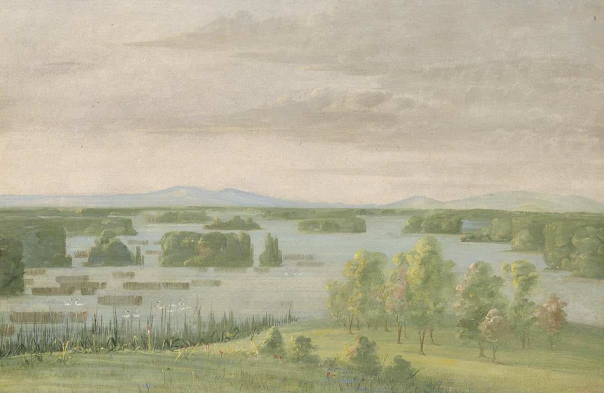 Lac du Cygne (Swan Lake), Near the Coteau des Prairies — George Catlin