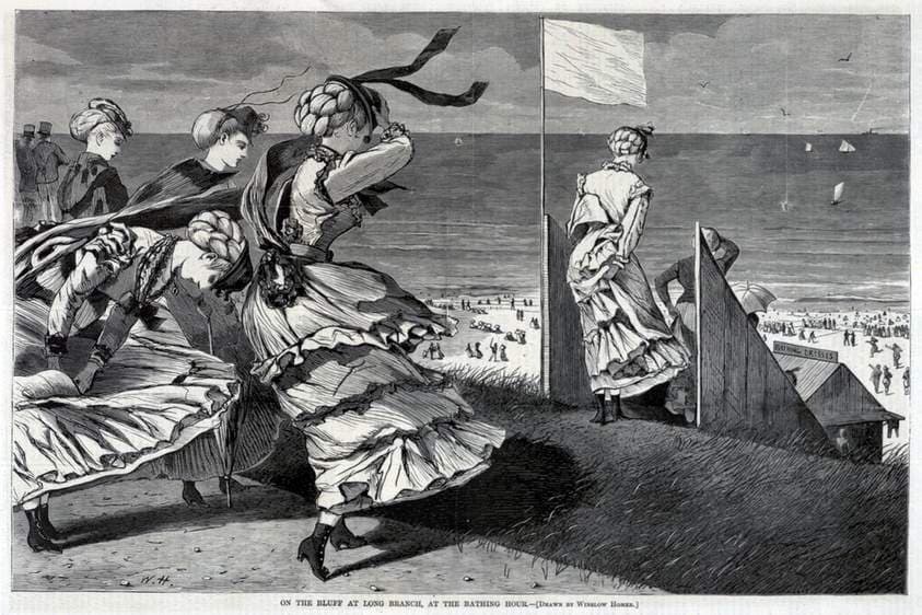 On the Bluff at Long Branch, at the Bathing Hour, from Harper's Weekly, August 6, 1870 — Winslow Homer