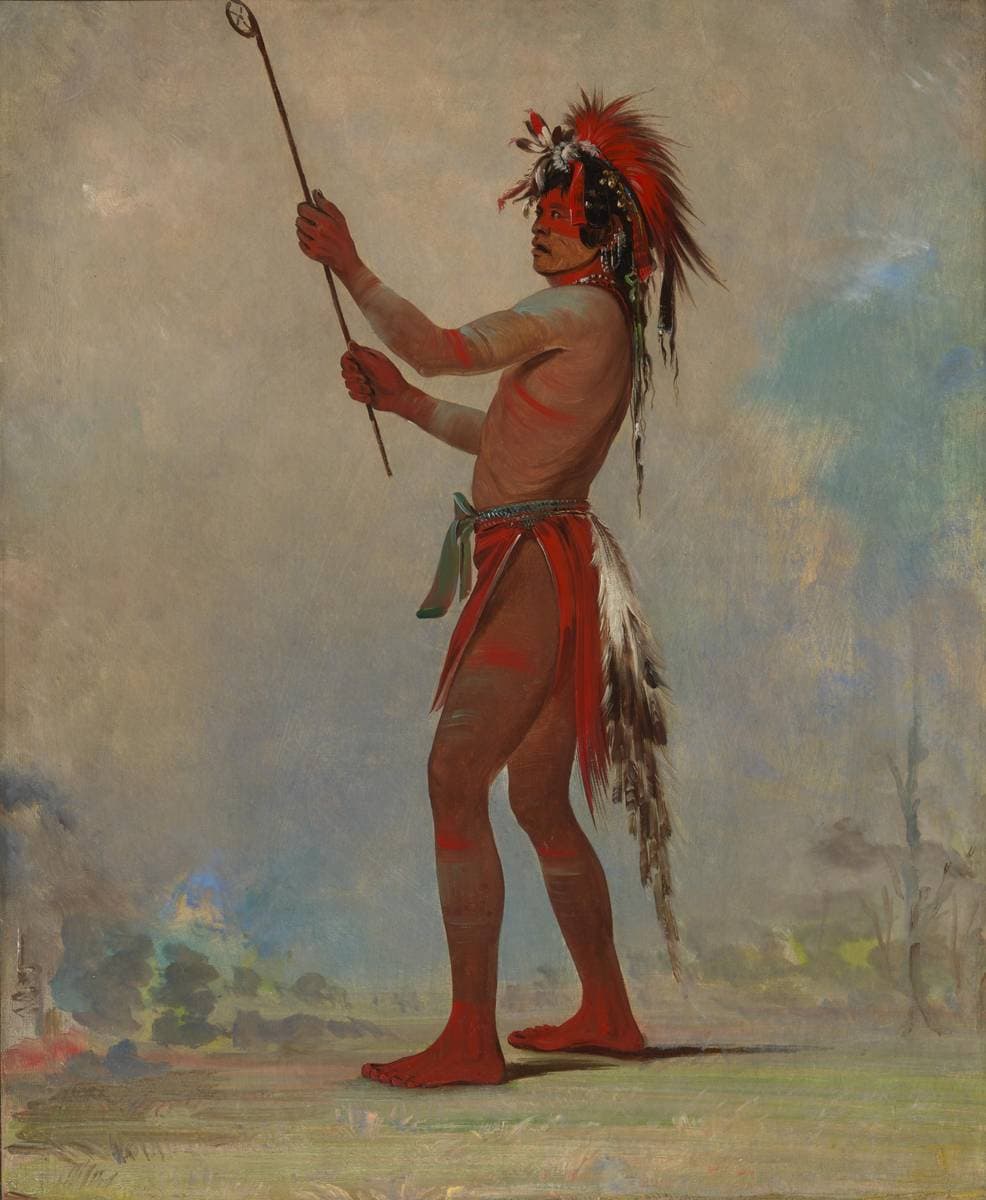 We-chúsh-ta-dóo-ta, Red Man, a Distinguished Ball Player — George Catlin