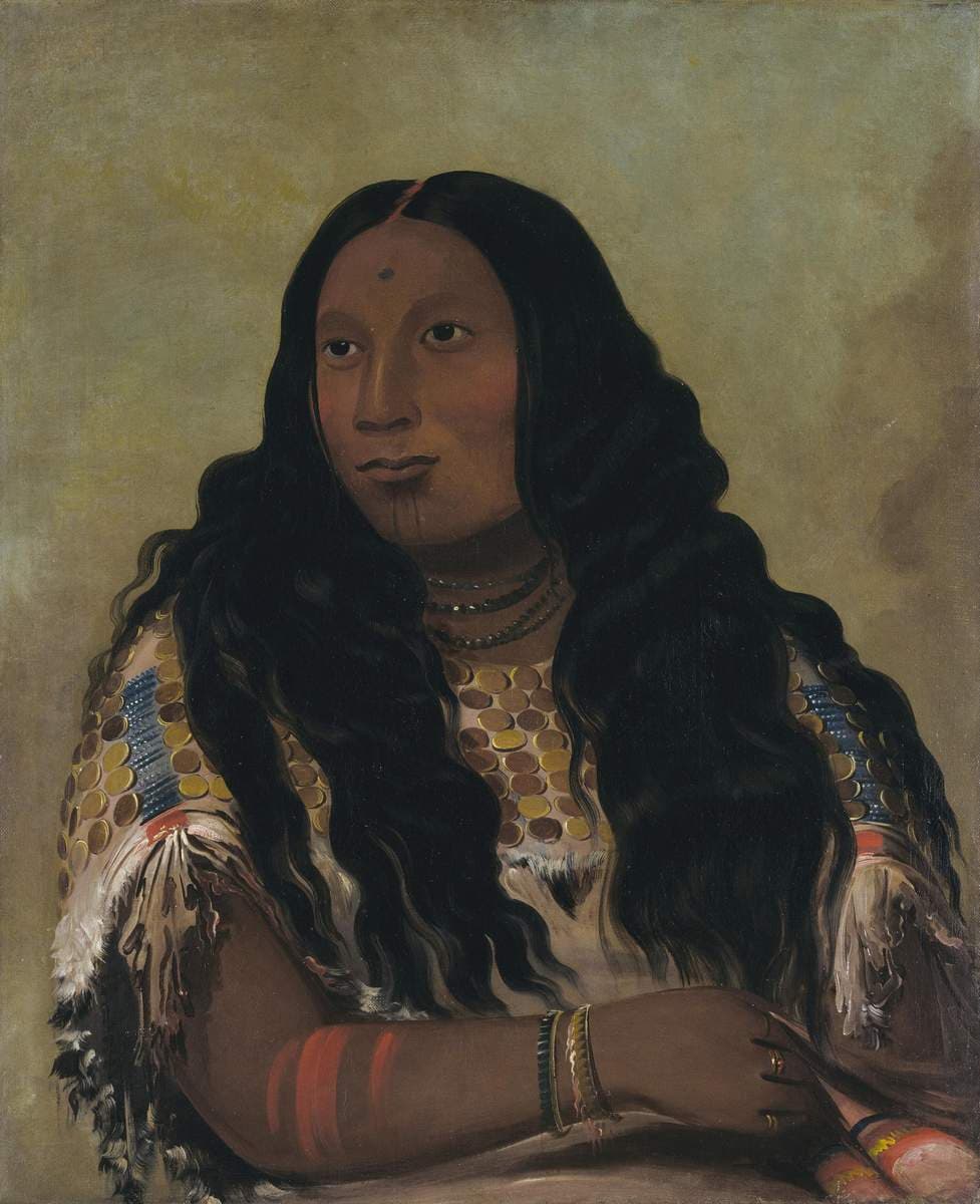 Tchón-su-móns-ka, Sand Bar, Wife of the Trader François Chardon — George Catlin
