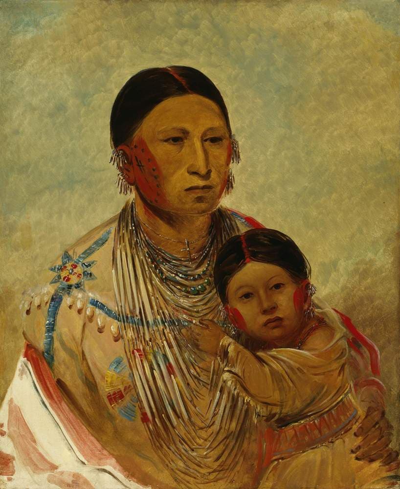 Ru-ton-ye-wee-ma, Strutting Pigeon, Wife of White Cloud — George Catlin