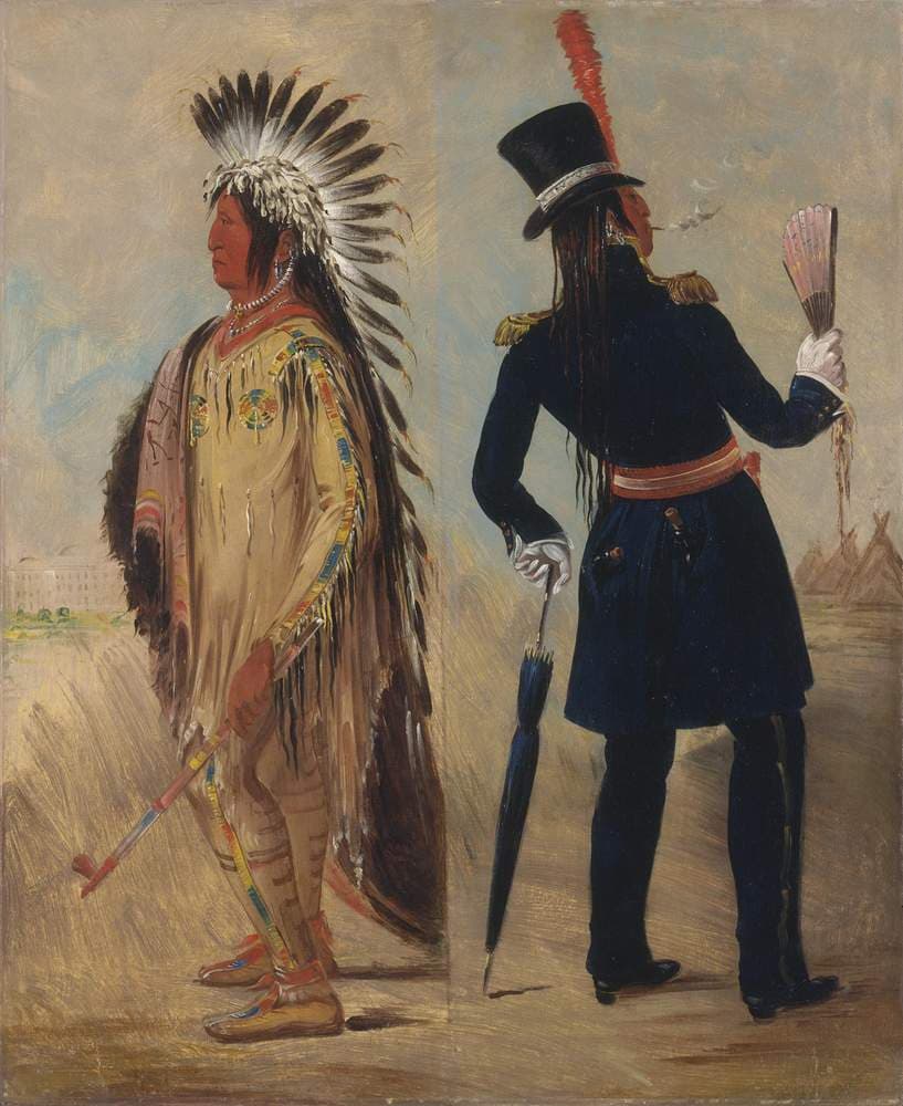 Wi-jún-jon, Pigeon's Egg Head (The Light) Going To and Returning From Washington — George Catlin